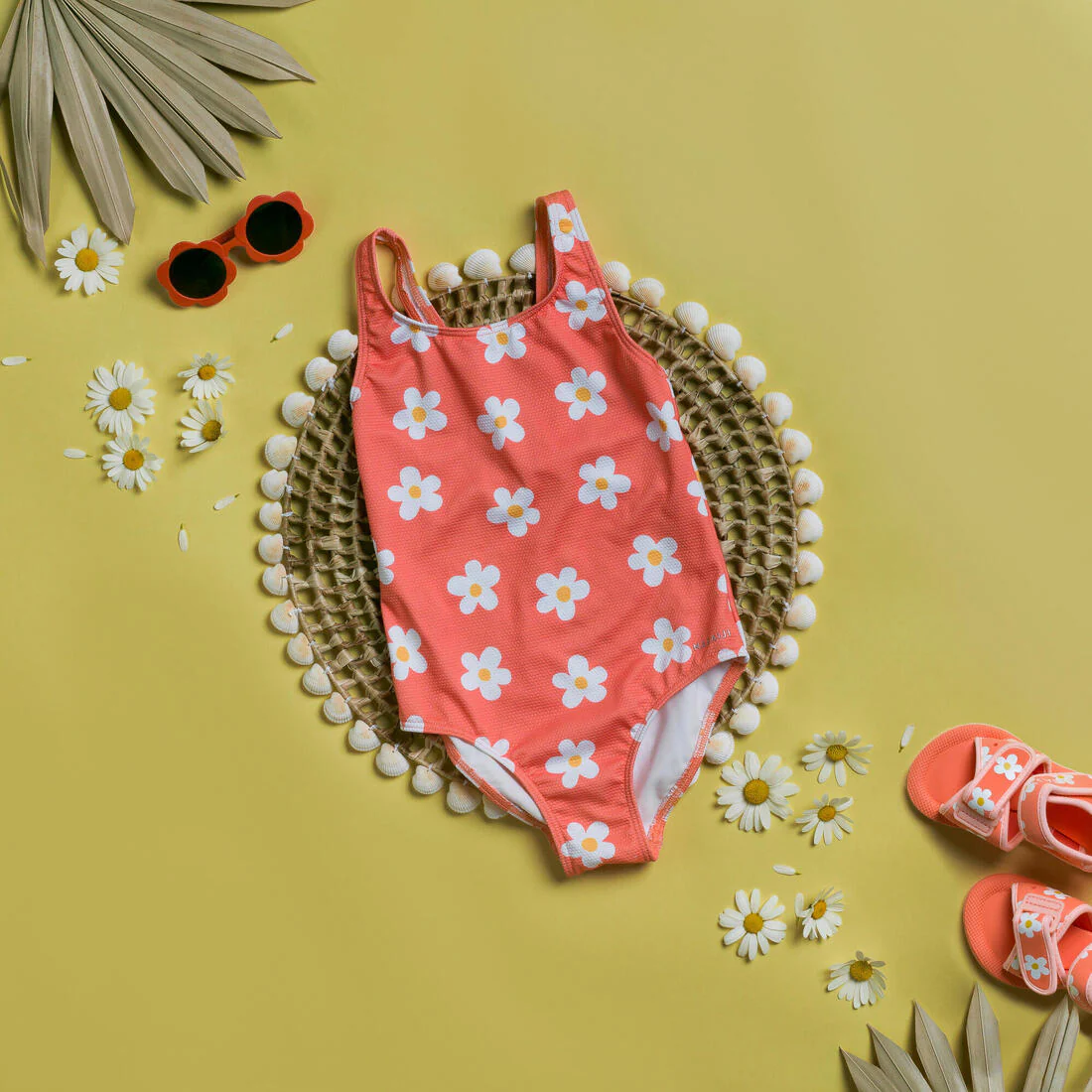 Traje de baño de natación coral con estampado de flores para bebé/niña - Image 6