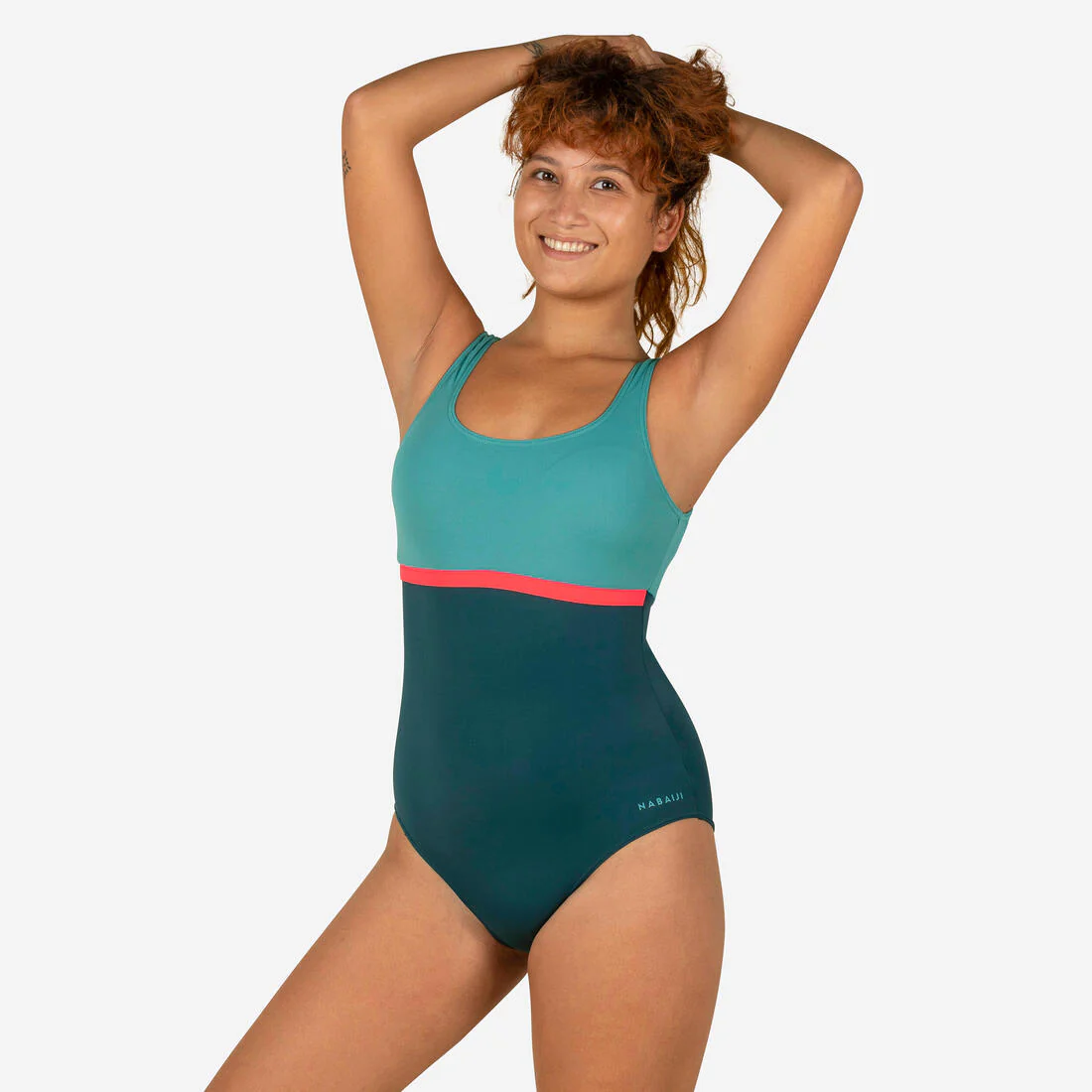 Traje de baño de natación negro con coral para mujer Heva Li