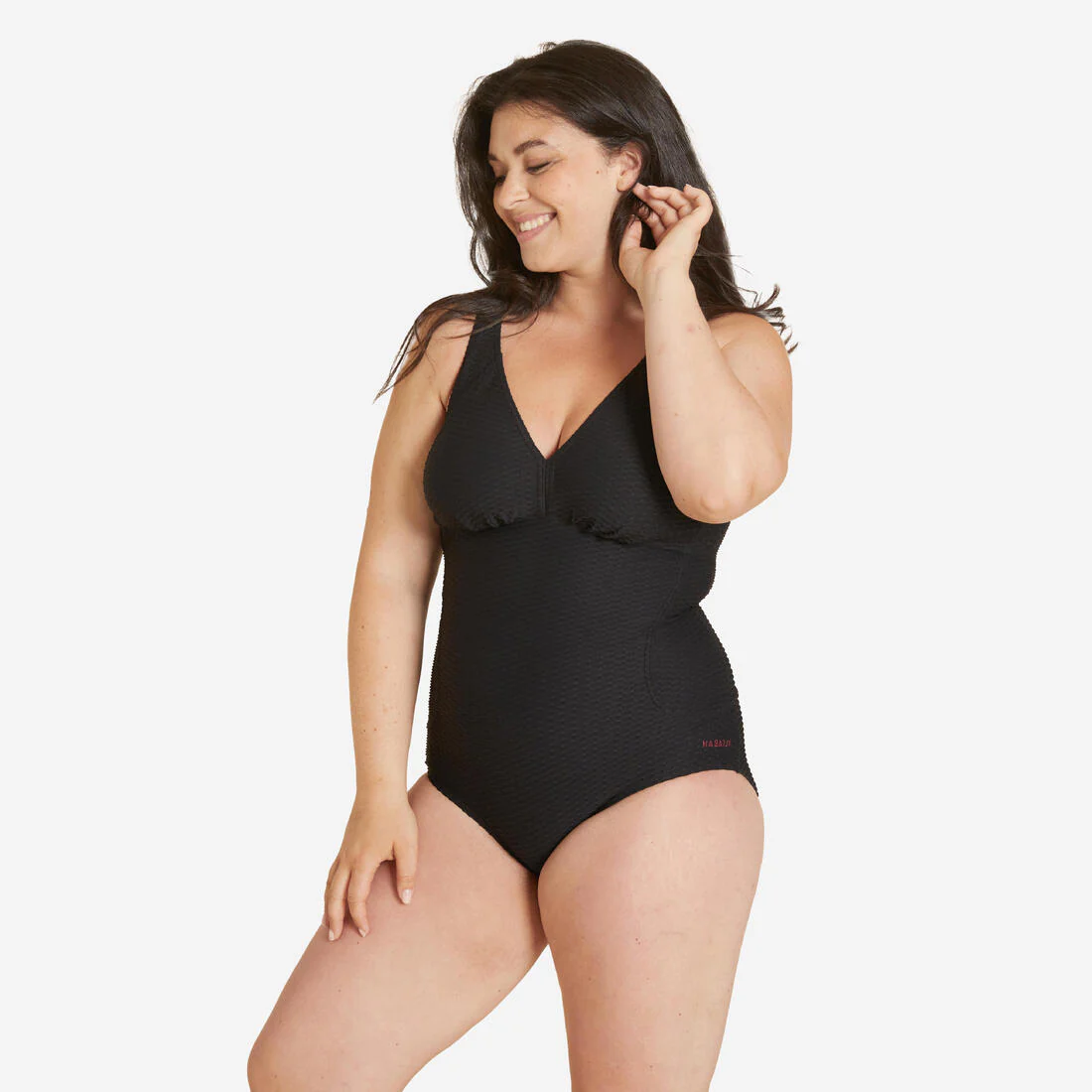 Traje de baño de natación negro gofrado para mujer Kaipearl New - Image 3