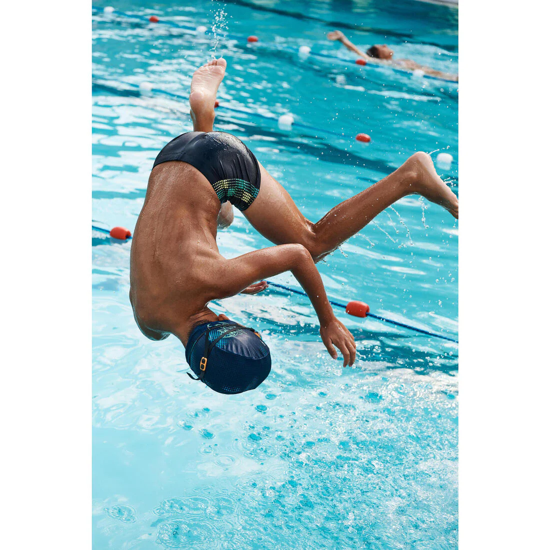 Traje de baño de natación tipo bóxer azul con amarillo para niño Fiti - Image 11