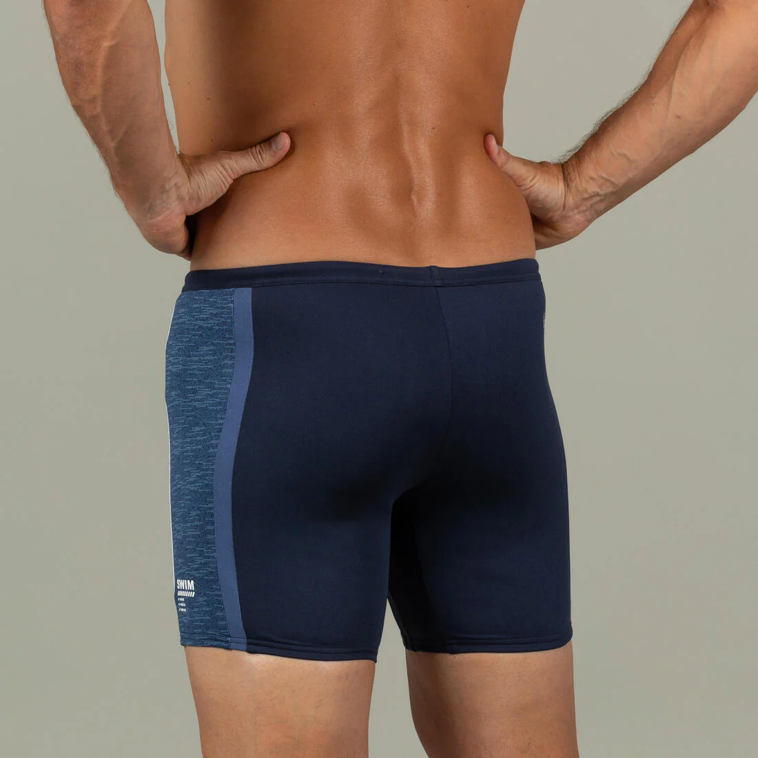 Traje de baño de natación tipo bóxer largo negro, gris y azul Yoko - Image 10