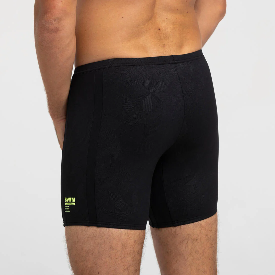 Traje de baño de natación tipo bóxer largo negro, gris y azul Yoko - Image 11