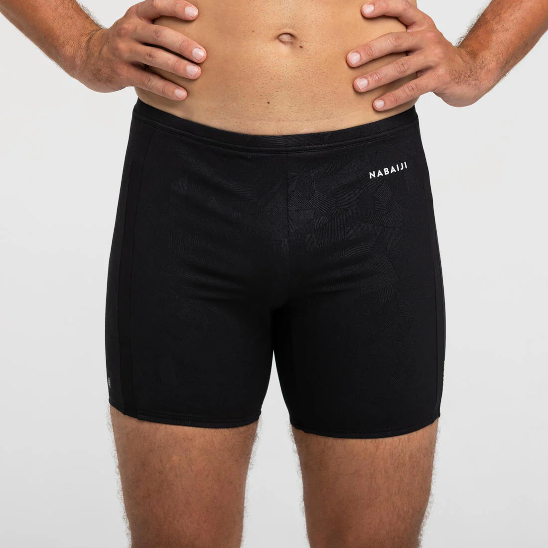 Traje de baño de natación tipo bóxer largo negro, gris y azul Yoko - Image 18