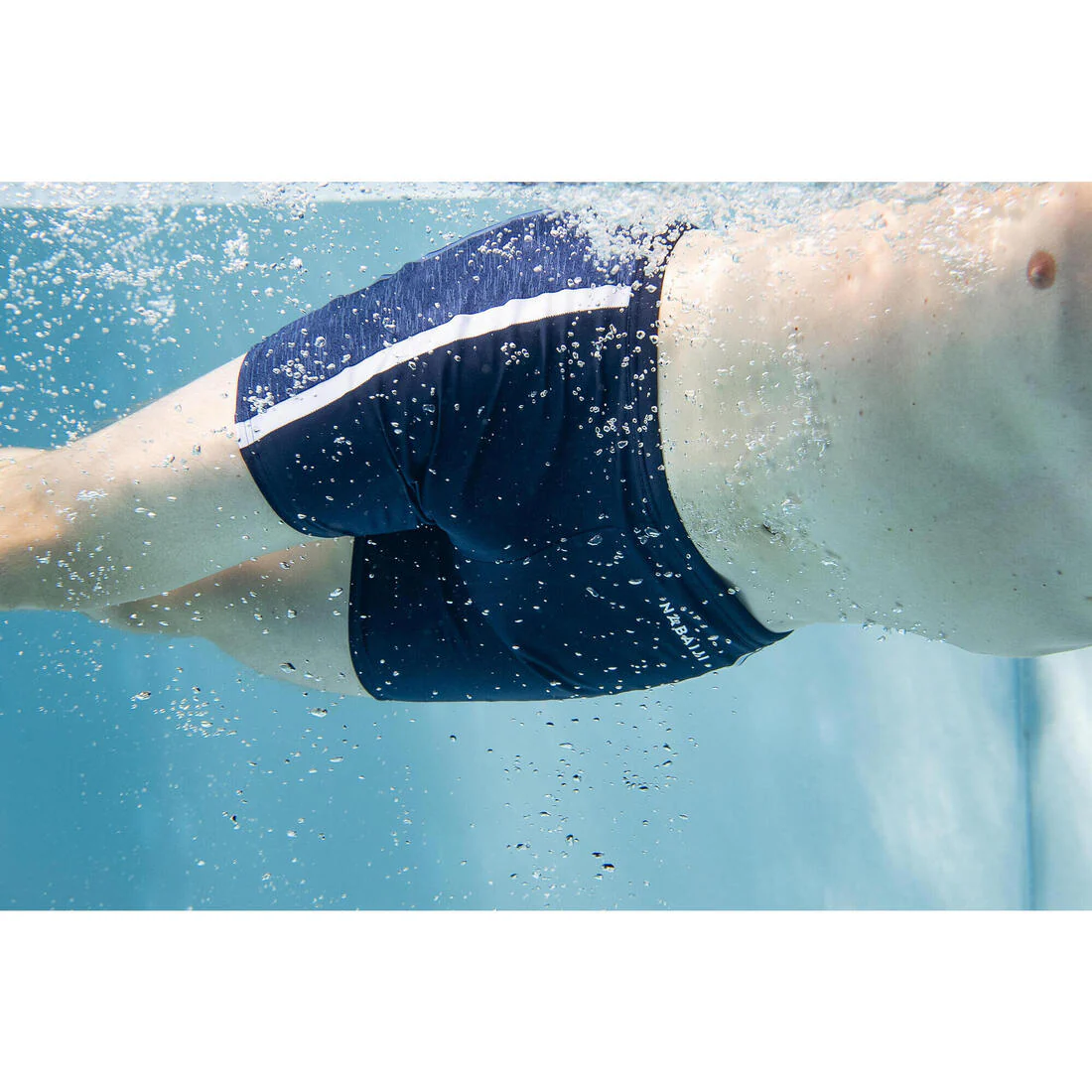 Traje de baño de natación tipo bóxer largo negro, gris y azul Yoko - Image 34