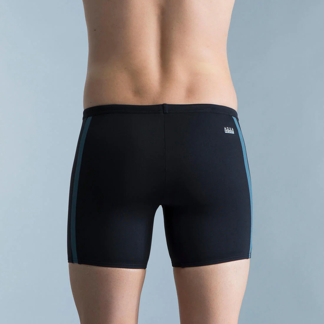 Traje de baño de natación tipo bóxer largo negro, gris y azul Yoko - Image 9