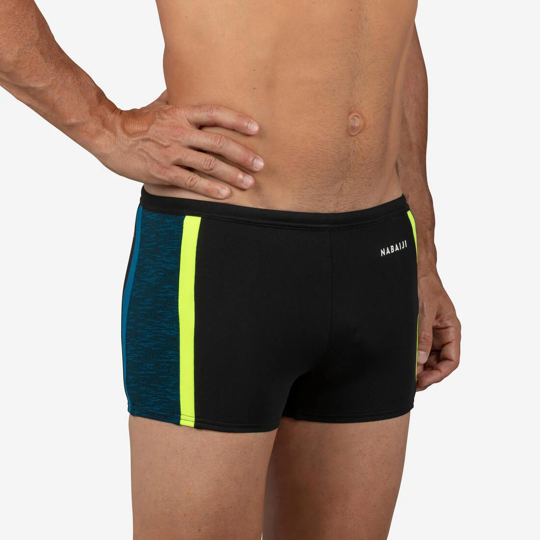Traje de baño de natación tipo bóxer negro, amarillo y azul Yoko - Image 5