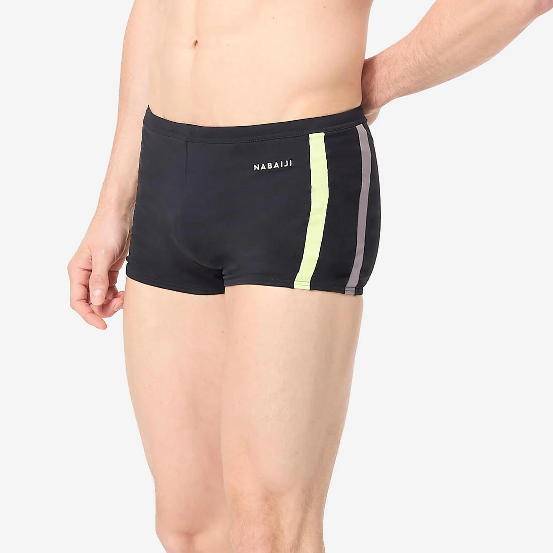 Traje de baño de natación tipo bóxer negro con amarillo para hombre Negombo