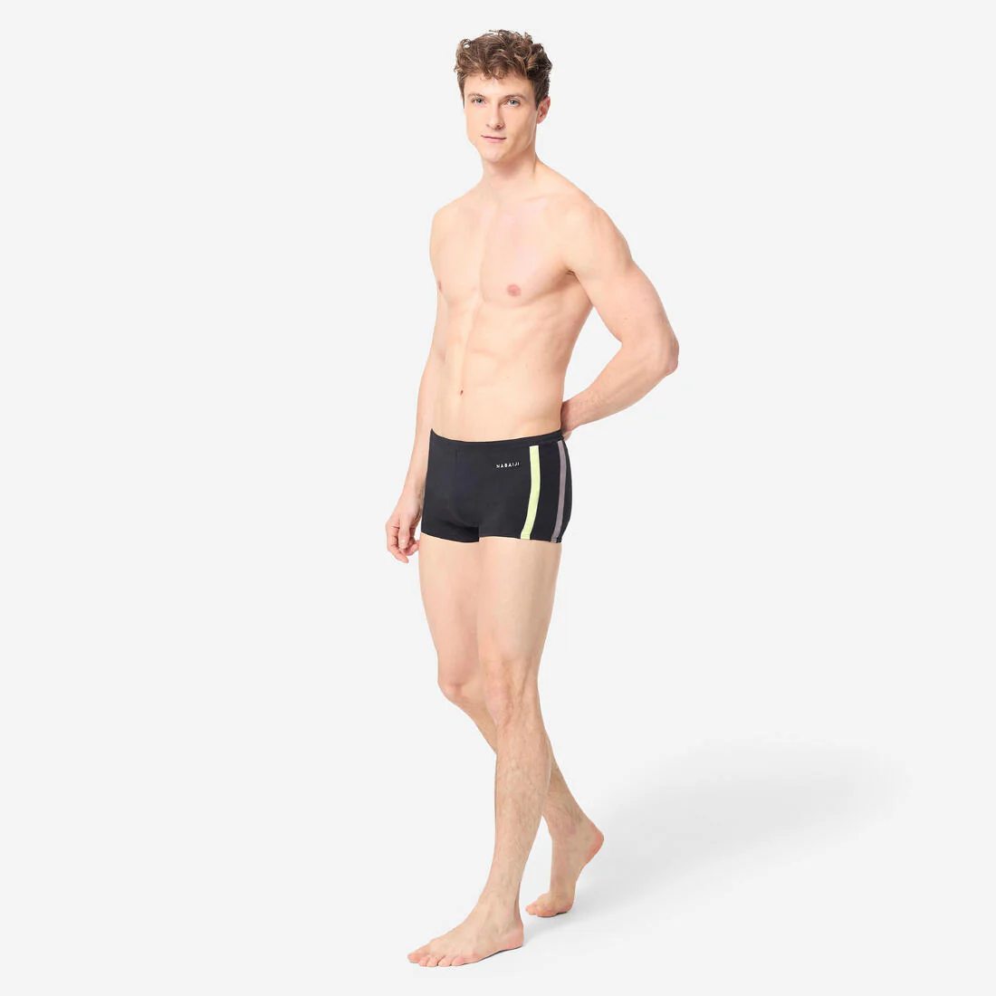 Traje de baño de natación tipo bóxer negro con amarillo para hombre Negombo - Image 2