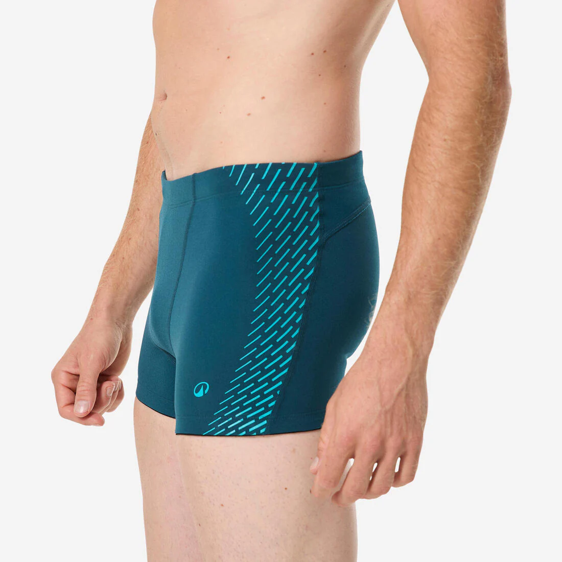 Traje de baño de natación tipo bóxer turquesa con blanco para hombre Fiti - Image 5