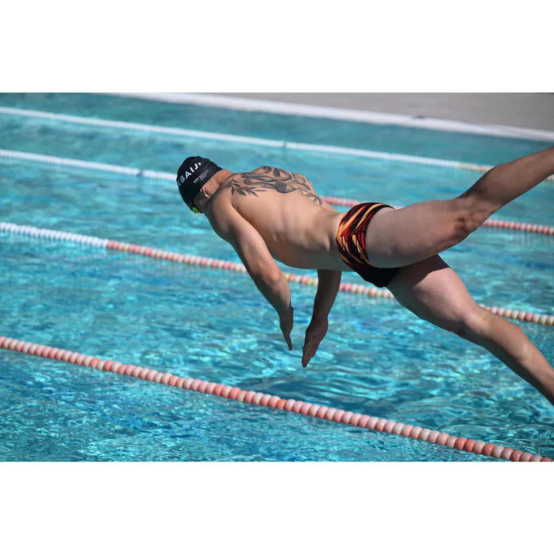 Traje de baño de natación tipo calzón negro con rojo para hombre 900 Blast - Image 5