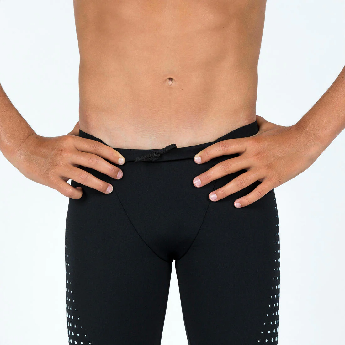 Traje de baño de natación tipo jammer negro con - Image 13