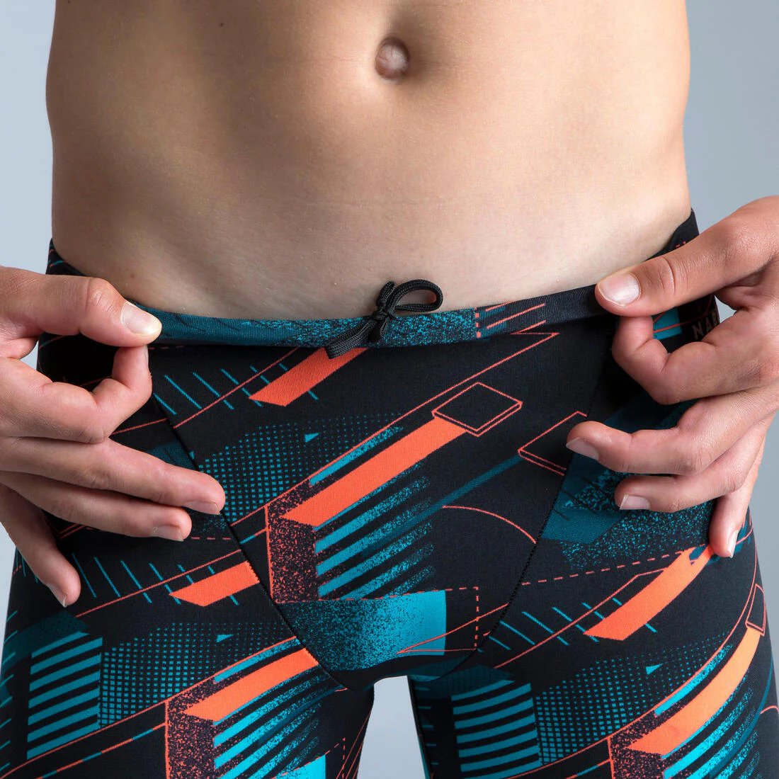 Traje de baño de natación tipo jammer negro con - Image 15