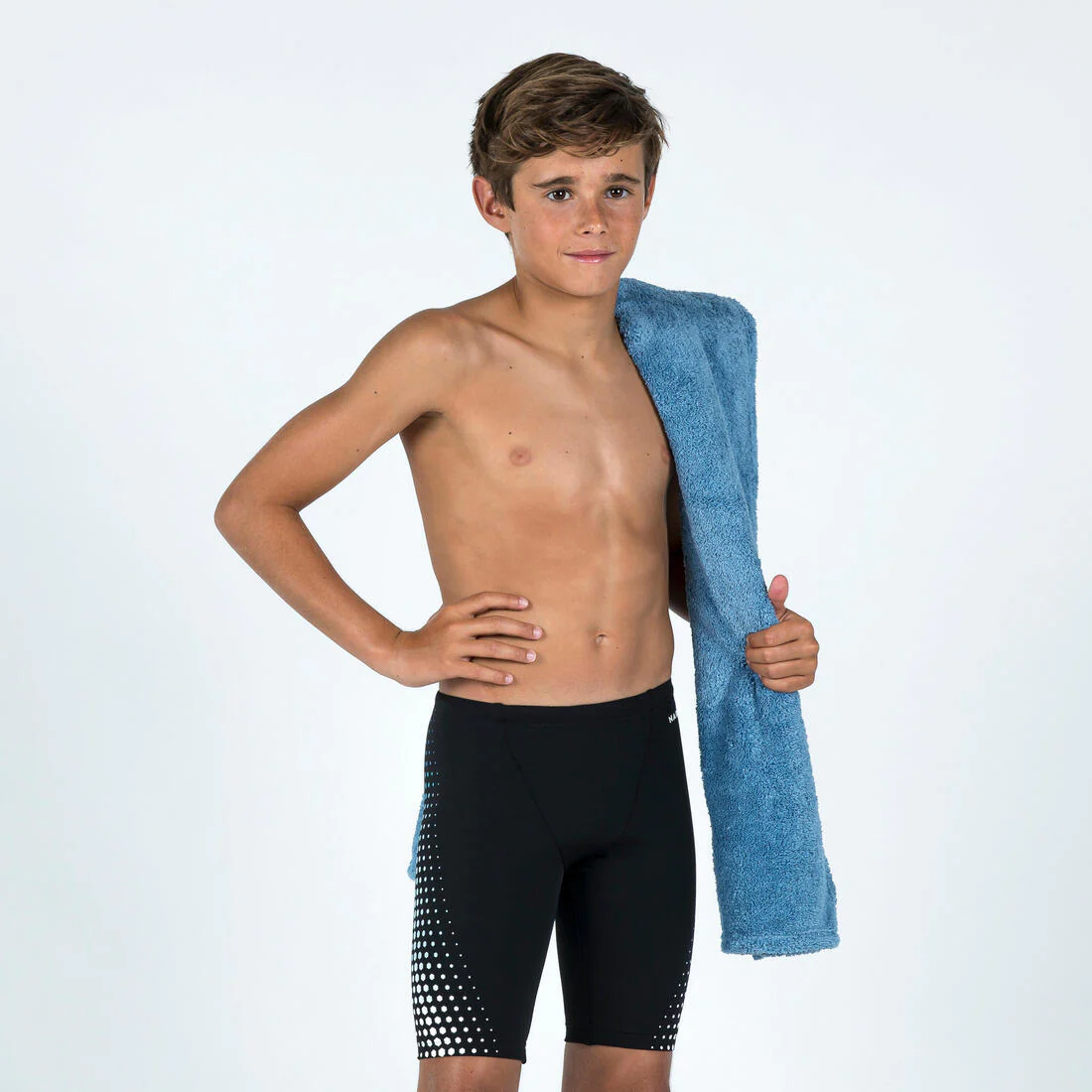 Traje de baño de natación tipo jammer negro con - Image 8