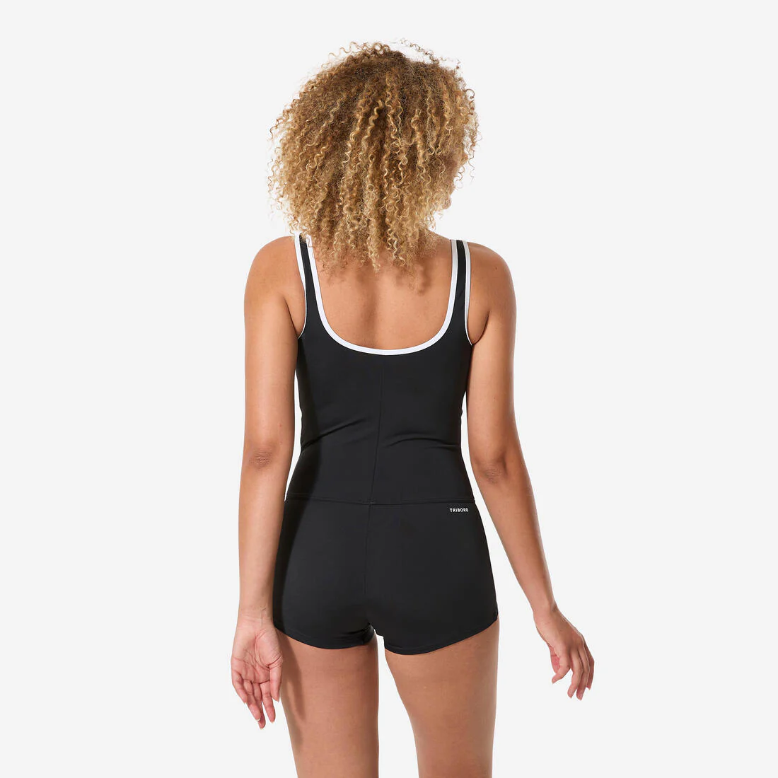 Traje de baño de natación tipo short negro con cierre para mujer Heva - Image 3