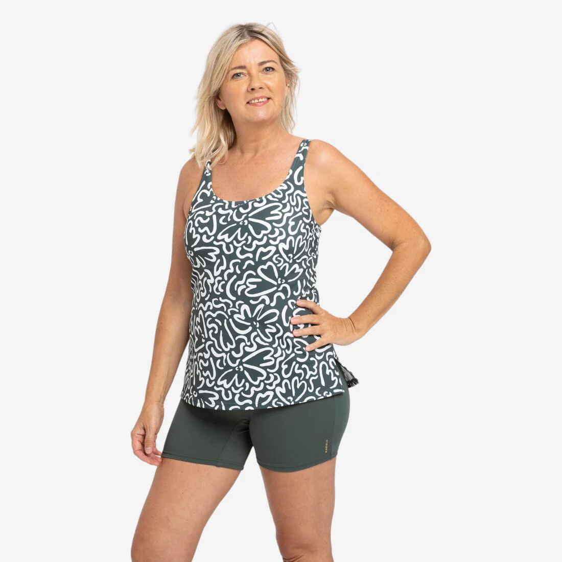 Traje de baño de natación tipo short tankini negro para mujer Heva Leo