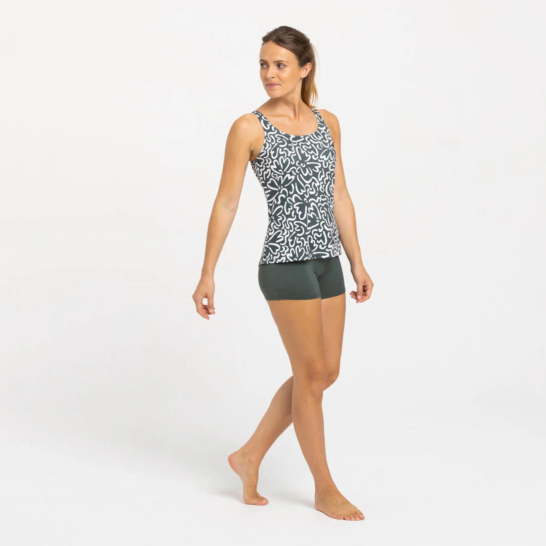 Traje de baño de natación tipo short tankini negro para mujer Heva Leo - Image 13