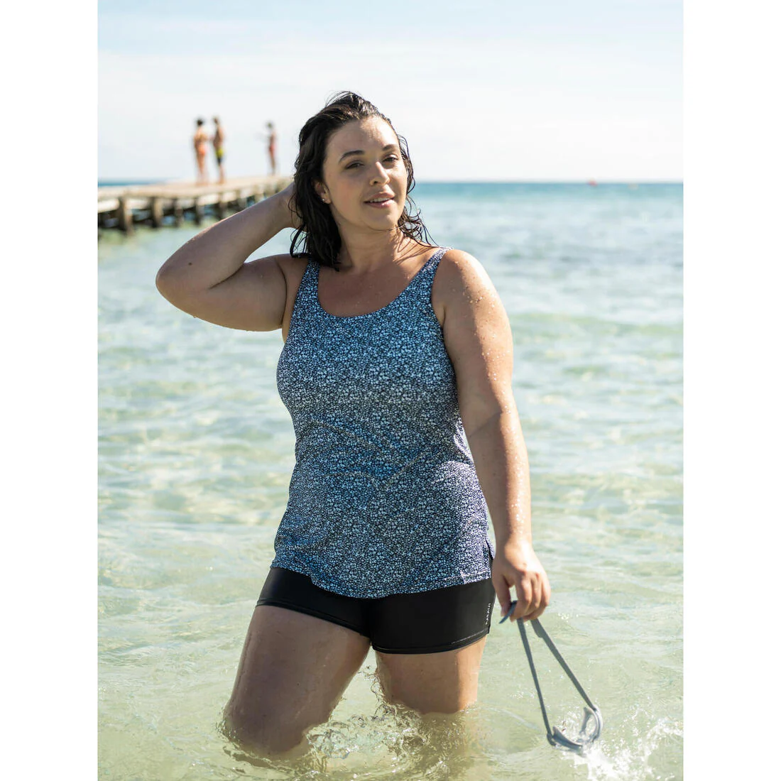 Traje de baño de natación tipo short tankini negro para mujer Heva Leo - Image 29