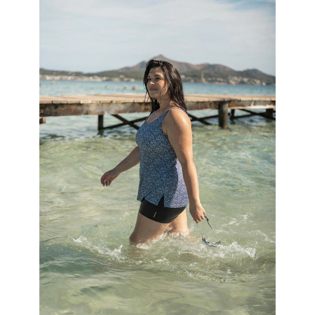 Traje de baño de natación tipo short tankini negro para mujer Heva Leo - Image 30