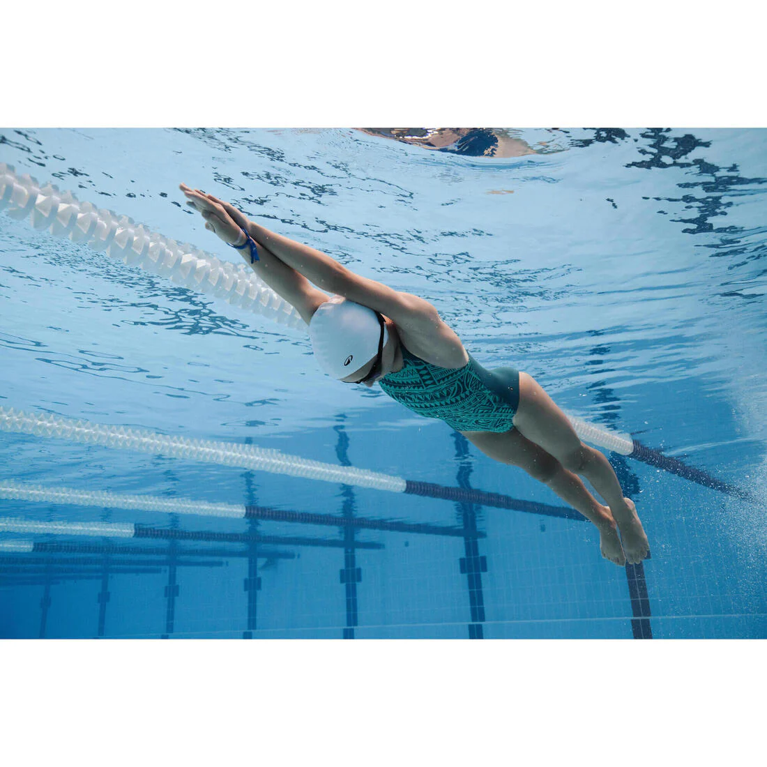 Traje de baño de natación turquesa para niña y adolescente 500 Kamyleon Fatu - Image 10