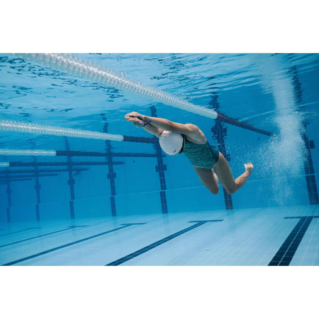 Traje de baño de natación turquesa para niña y adolescente 500 Kamyleon Fatu - Image 7