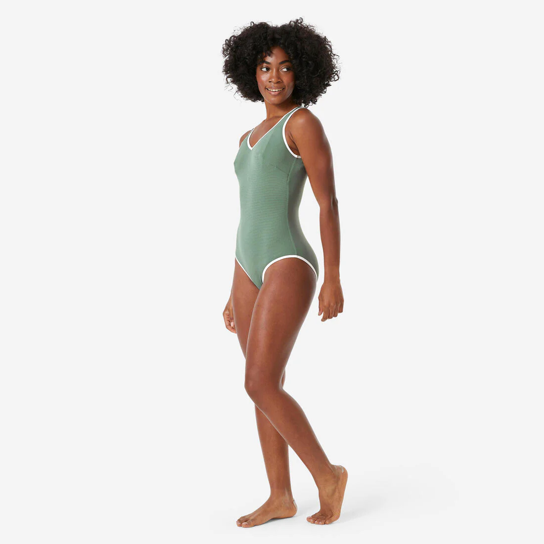Traje de baño de natación verde salvia para mujer Virginia Lurex - Image 3