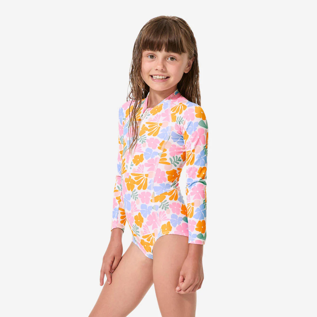 Traje de baño de surf anti-UV de manga larga blanco para niña Loulou Vahiné - Image 5