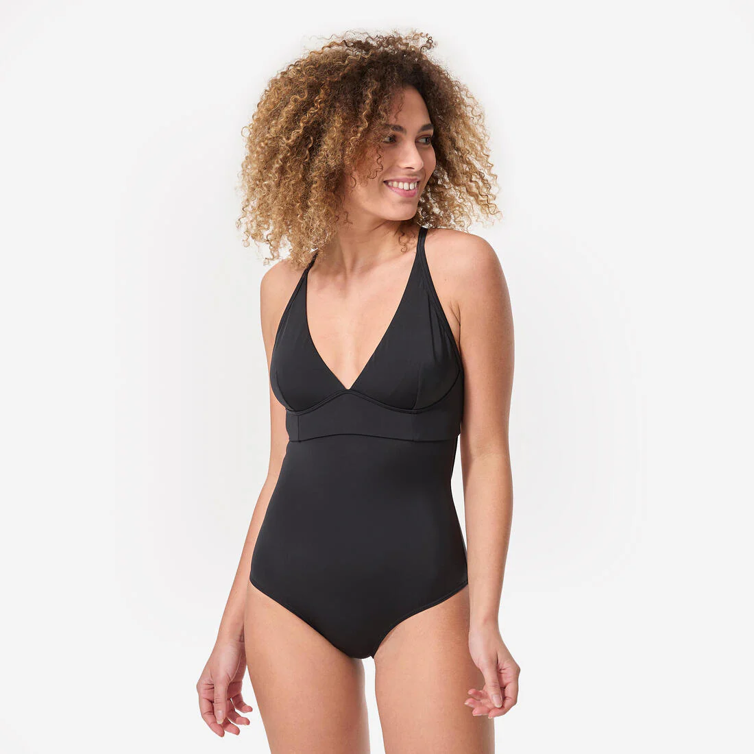 Traje de baño de surf con doble ajuste en la espalda negro para mujer Bea