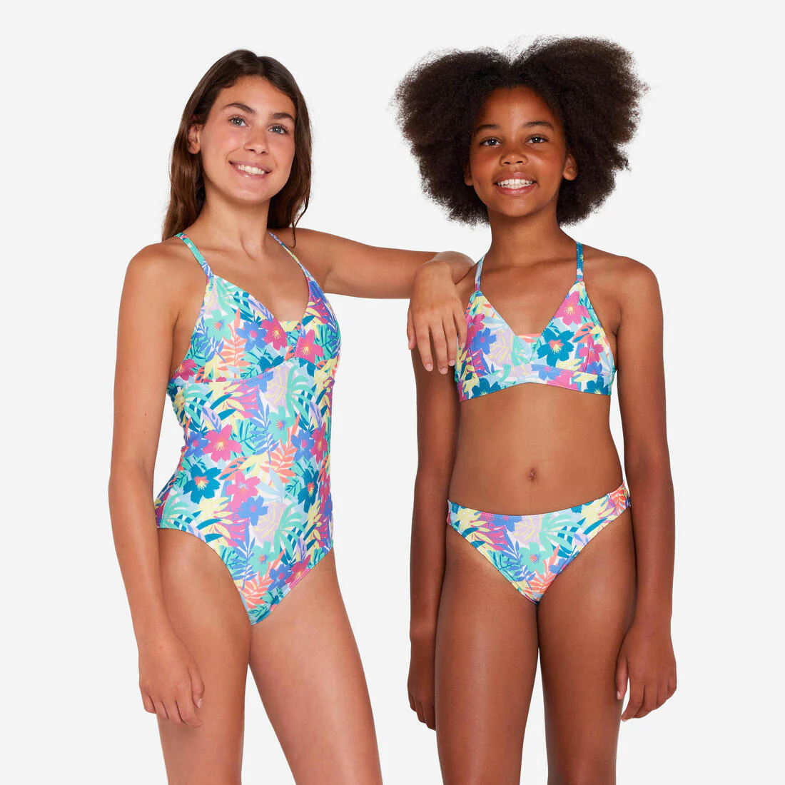 Traje de baño de surf con tirantes cruzados verde para niña 500 Caly - Image 2