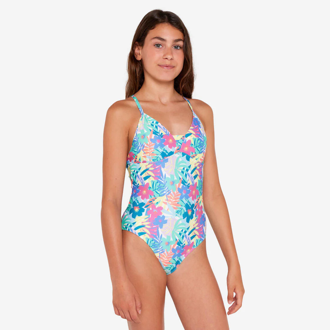 Traje de baño de surf con tirantes cruzados verde para niña 500 Caly - Image 3