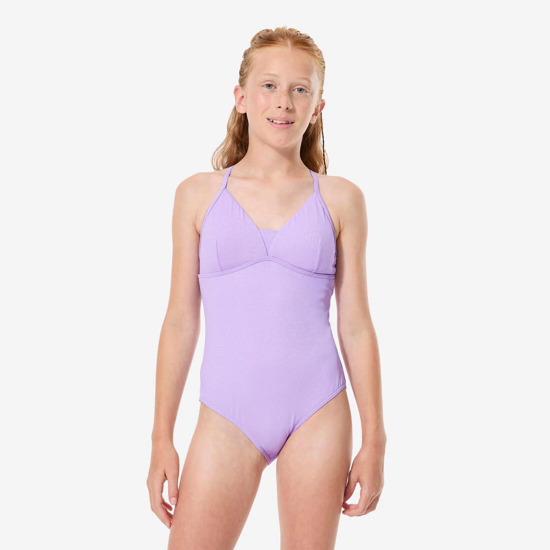 Traje de baño de surf con tirantes cruzados violeta para niña Caly Zuma