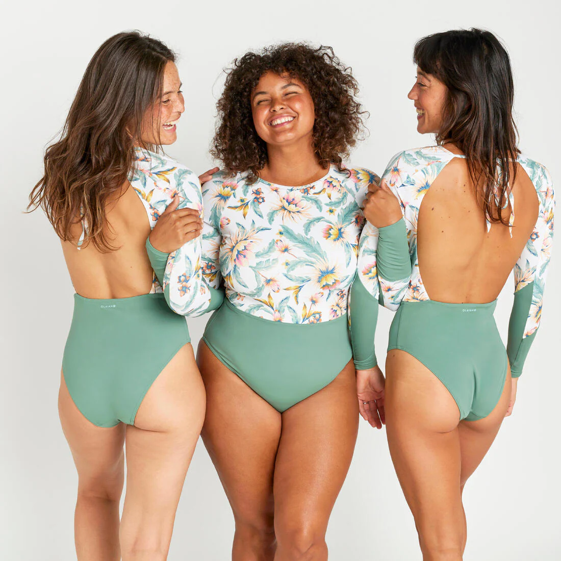 Traje de baño de surf de manga larga blanco para mujer Mary Belly - Image 2