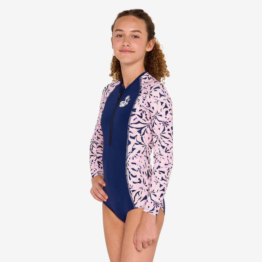 Traje de baño de surf de manga larga con cierre frontal para niña 500 Lucy