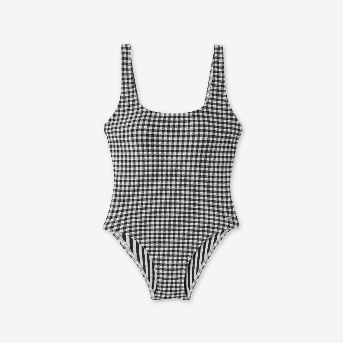 Traje de baño de surf negro con blanco texturizado para mujer Aurely Vichy - Image 6