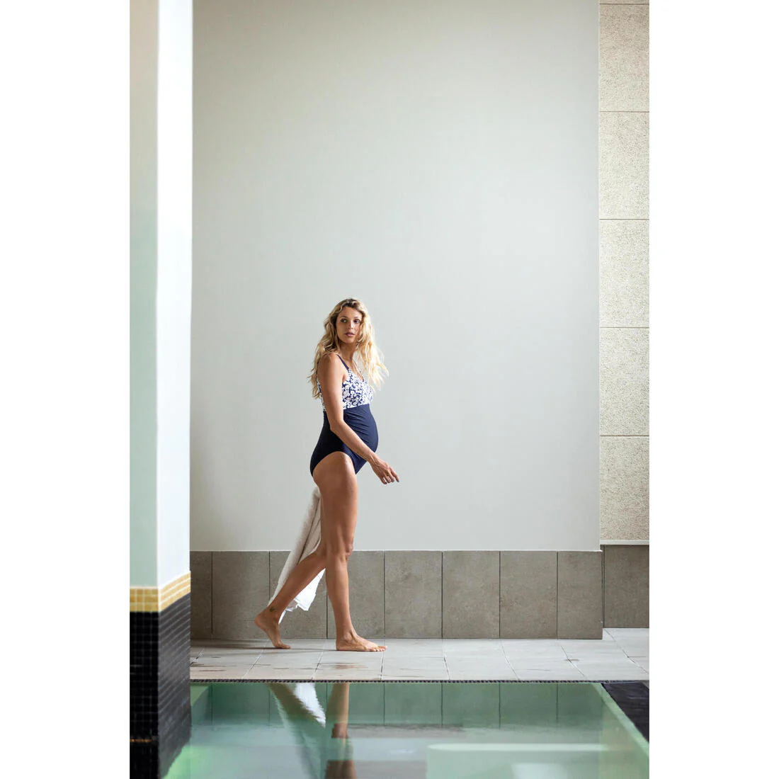 Traje de Baño Premamá - Aquagym Nabaiji Aya - Negro/blanco - Image 10