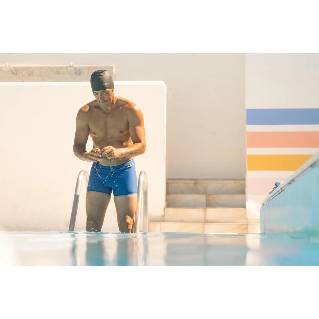 Traje de Baño Tipo Bóxer Natación 100 Basic Hombre Azul - Image 6