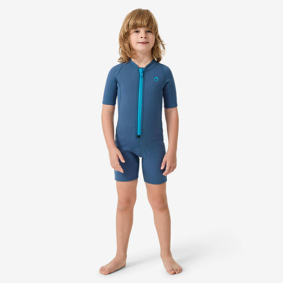 Traje de snorkel de neopreno de 2 mm azul marino para niños 100