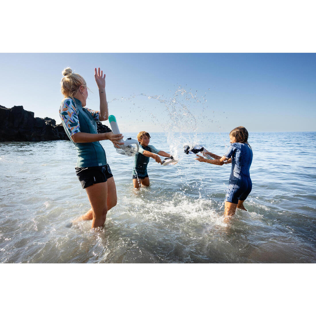 Traje de snorkel de neopreno de 2 mm azul marino para niños 100 - Image 8