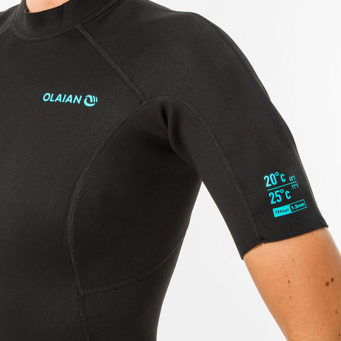 Traje de surf corto de neopreno de 1.5 mm negro para mujer 100 - Image 7