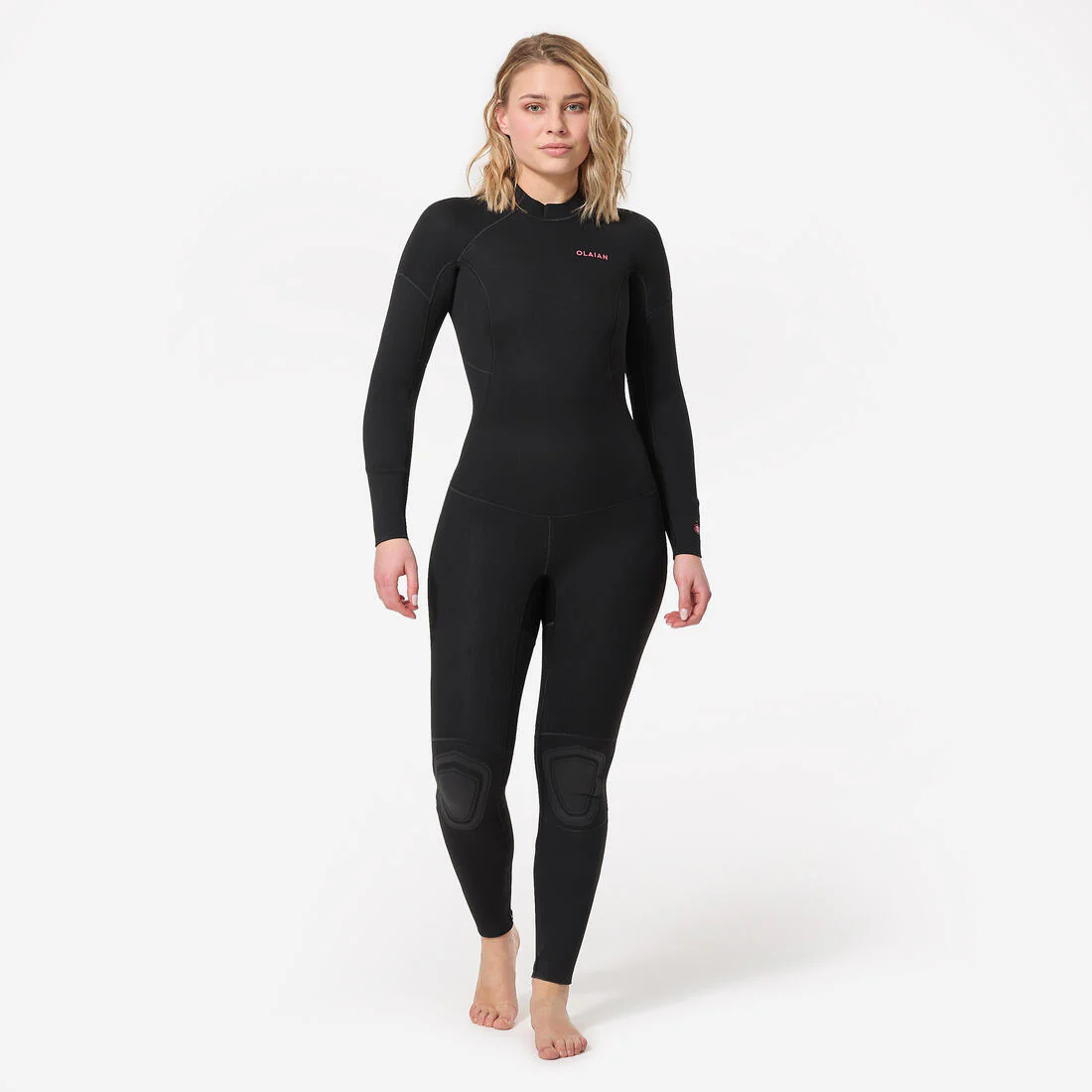 Traje de surf de neopreno con cierre dorsal de 4/3 mm negro para mujer 100