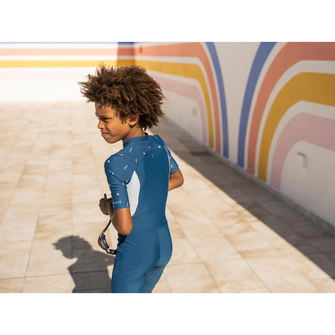 Traje Shorty 100 Niños Azul Marino-Azul Manga Corta - Image 6
