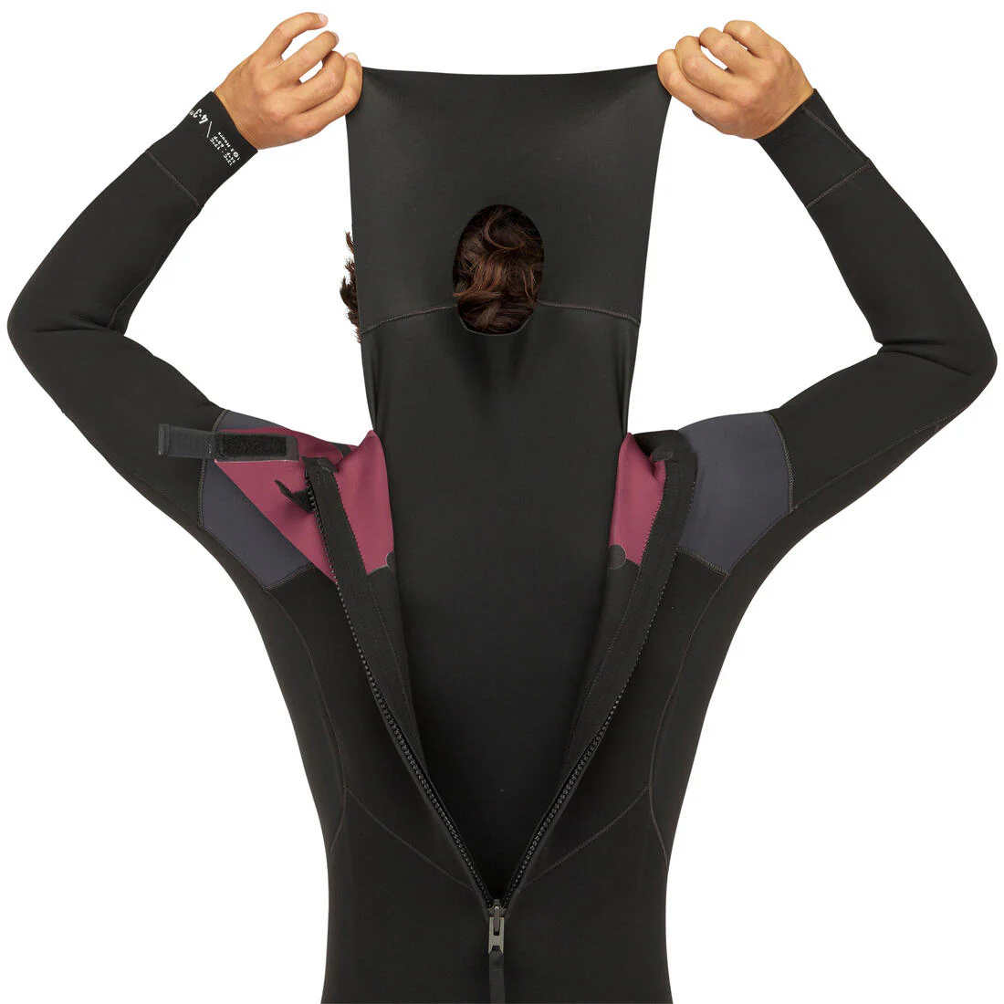 Traje Surf 500 Hombre Negro Gris Neopreno 4/3 mm - Image 2