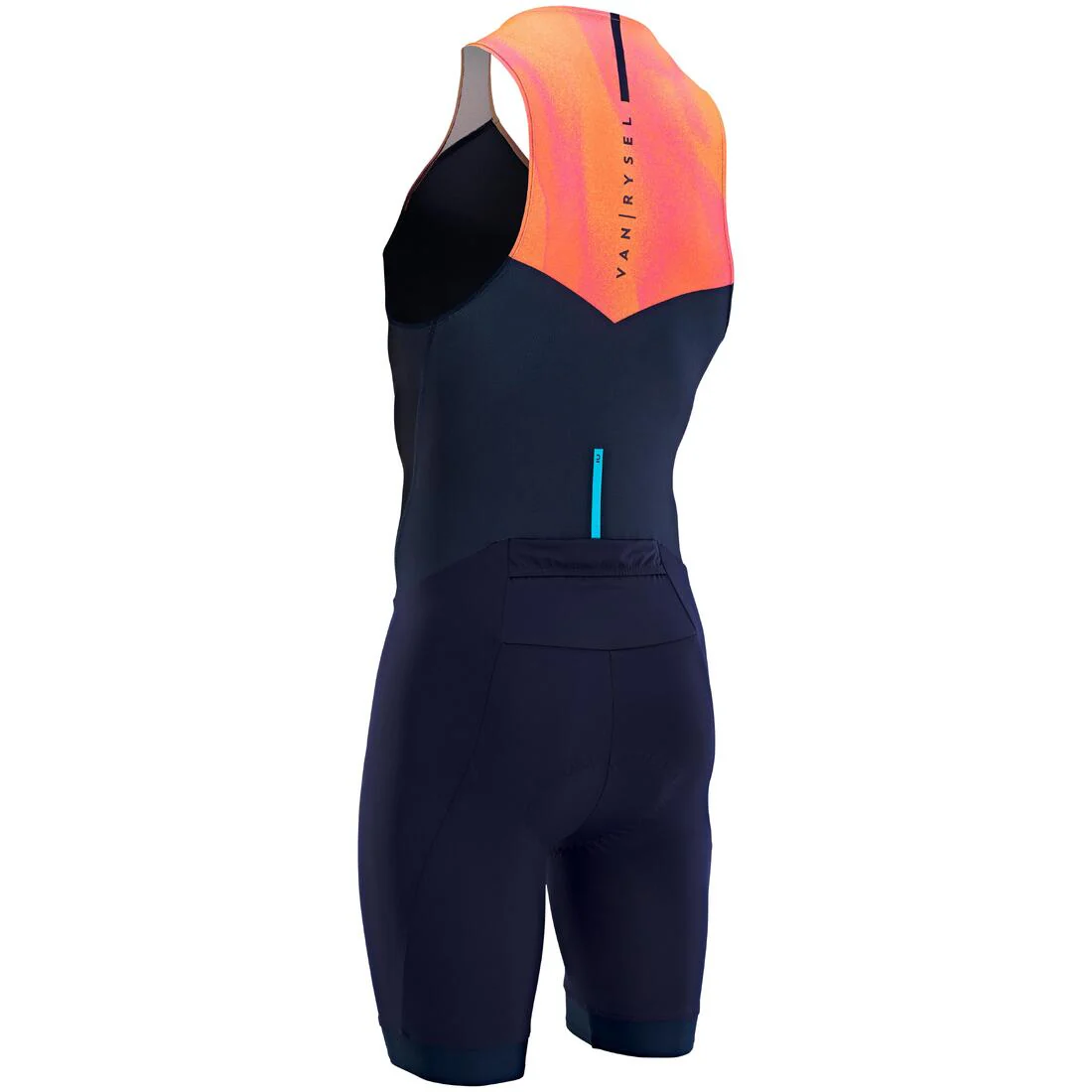Trisuit de triatlón de corta distancia azul marino con naranja para hombre - Image 2