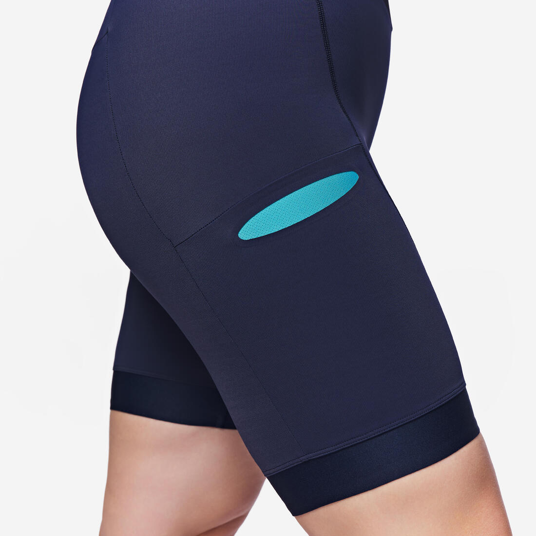 Trisuit de triatlón de corta distancia azul marino con naranja para mujer - Image 5